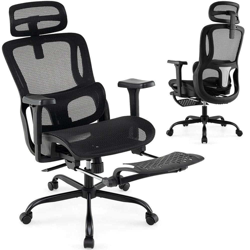 Ergonomic Office Chair with Rotating Headrest & Adjustable Lumbar Support