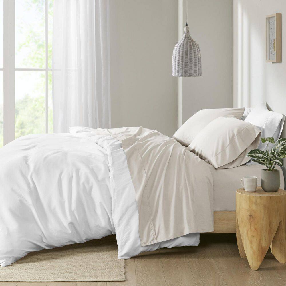 Ivory California King Cotton Percale Sheet Set