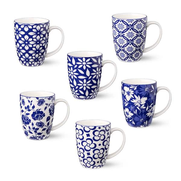 Certified International Madison 13 fl. oz. Blue Porcelain Mugs (Set of 6)
