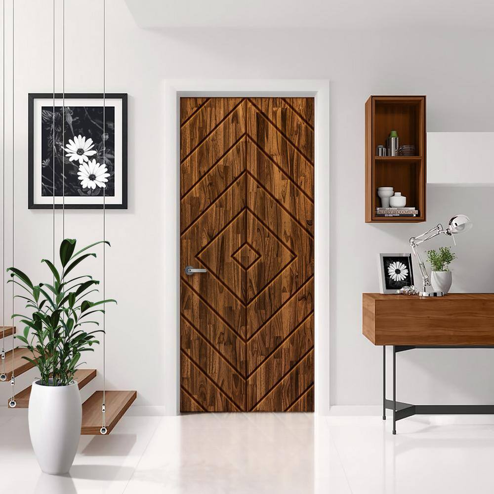 Walnut Stained Smooth Pine Wood Right-Handed Prehung Interior Door