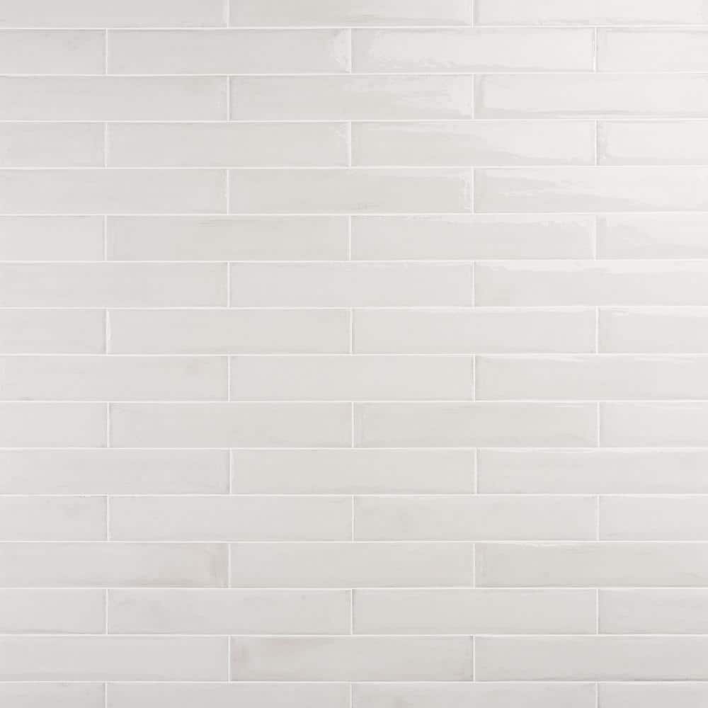 White Polished Porcelain Rectangular Subway Wall Tile 3-in x 16-in