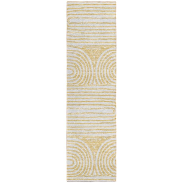 Addison Rugs Chantille ACN540 Gold 2 ft. 3 in. x 7 ft. 6 in. Machine Washable Indoor/Outdoor Geometric Runner Rug