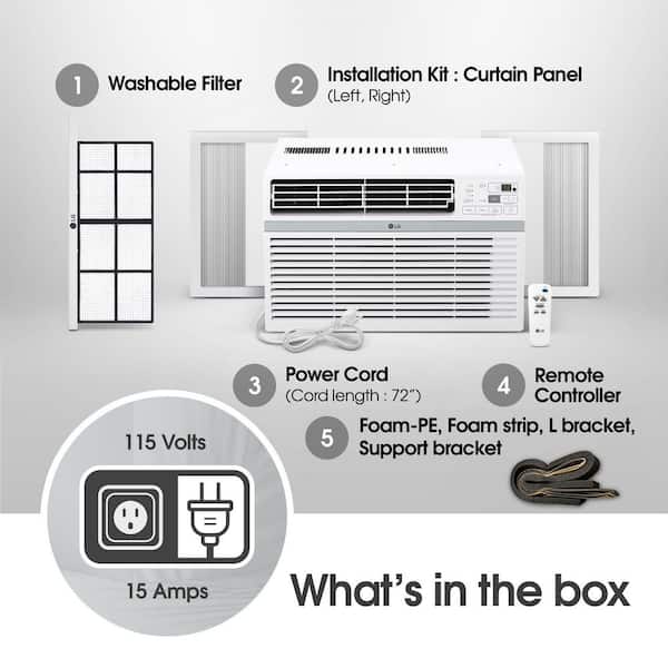 LG - 14,000 BTU 115-Volt Window Air Conditioner Cools 700 Sq. Ft. with Remote, Dehumidifier and in White