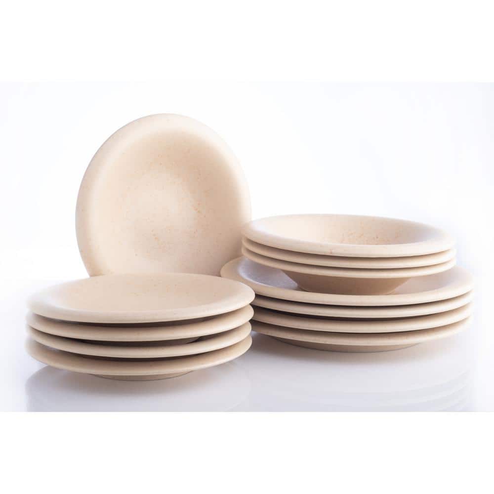  Aro 12-Piece Cream Matte Stoneware Dinnerware Set (Service for 4)