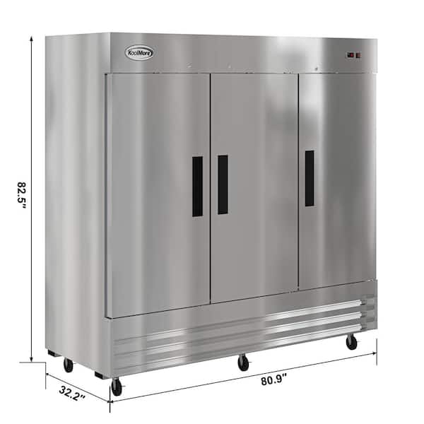 Koolmore 3 Door Commercial Reach In Refrigerator in Stainless