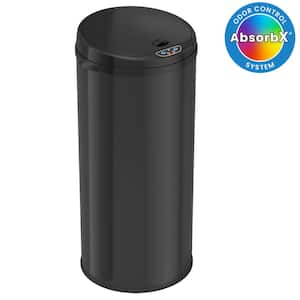 13 Gal. Matte Black Touchless Round Motion Sensing Trash Can with Odor Filter
