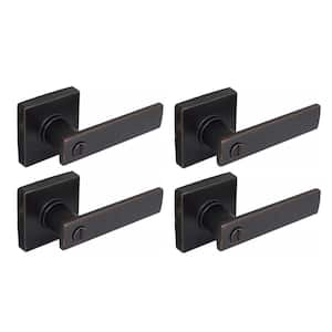 Westwood Aged Bronze Bed/Bath Door Lever with Square Rose (4-Pack)