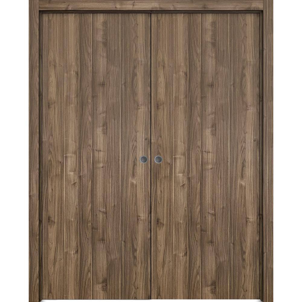 36 in. x 84 in. 2 Panel Walnut Finished Solid Wood with Honeycomb Sliding Door with Hardware price history on PriceWatchPro