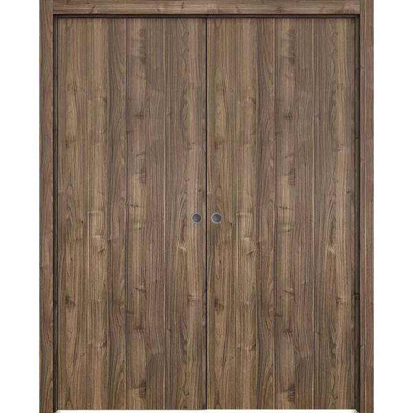 2枚扉ﾜ-ﾄﾞﾛ-ﾌﾞ　HG-586 Sartodoors 60 in. x 96 in. 2 Panel Walnut Finished Solid Wood with