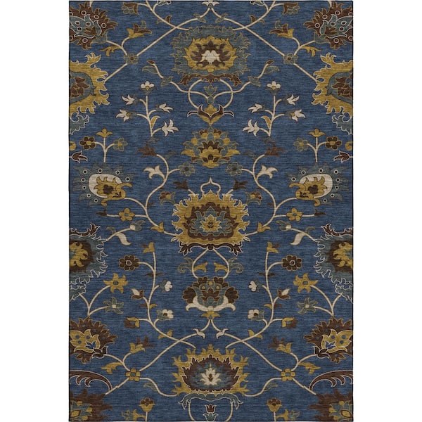 Mayfield Premium Machine Washable Abstract AMF2290 Navy 10 ft. x 14 ft. Area Rug