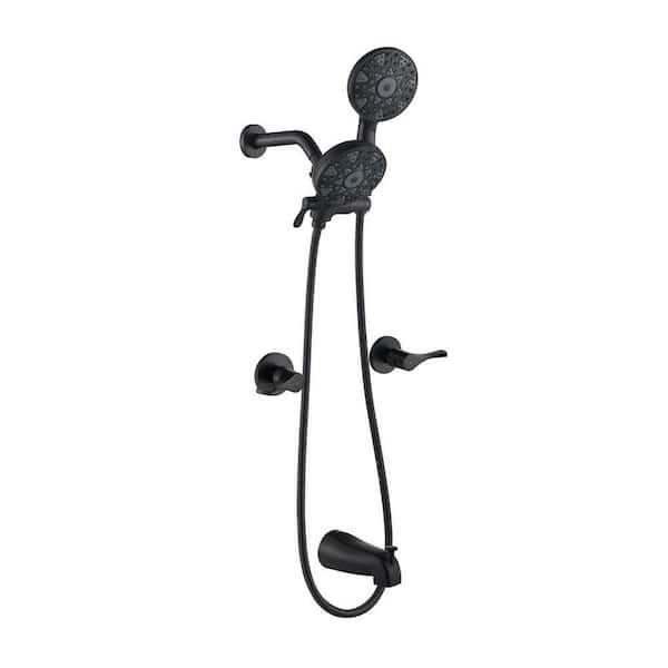 Rain 2-Handle 5-Spray Tub Shower Faucet 1.8 GPM with Pressure Balance in Black (Valve Included)