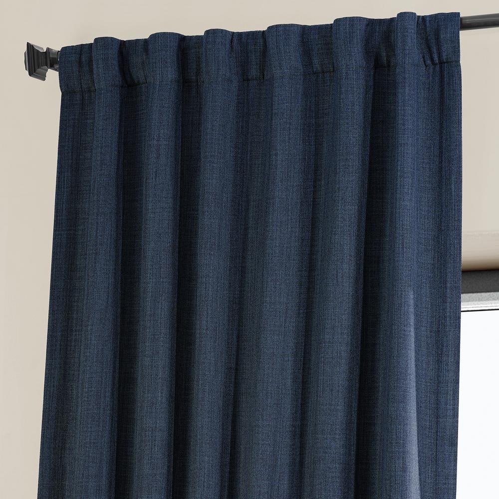Indigo Faux Linen 108" Blackout Curtain Panel