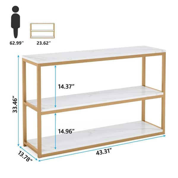 Briallen 48 Console Table, Level of Assembly: Full Assembly Needed, This  is a paper marble top, it is engineered wood covered in a laminated marbled  paper. 