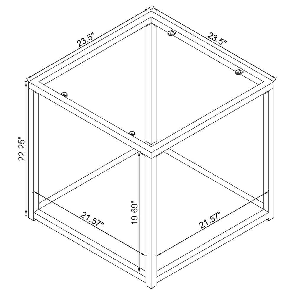 Cora Transitional Square Glass Top End Table with Mirrored Shelf in Gold