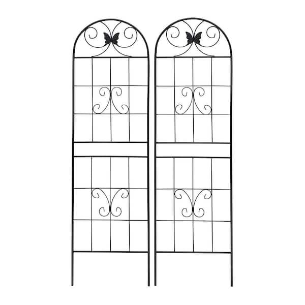 Sudzendf 71 in. 2-Pack Black Metal Garden Trellis Rustproof Trellis for Climbing Plants Outdoor Flower Support