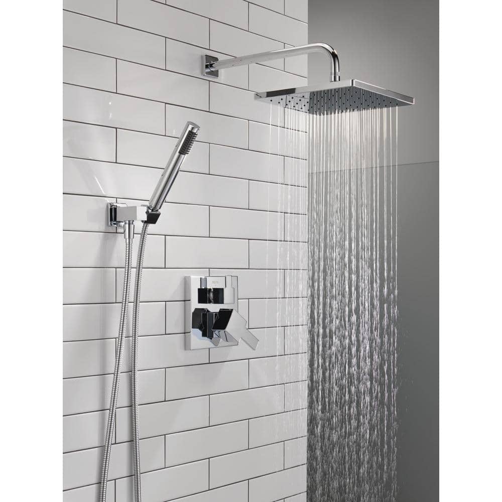 Modern Chrome Raincan Shower System with Handheld Spray