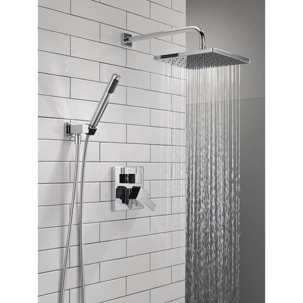 Modern 1-Spray Raincan Wall Mount Fixed and Handheld Shower Head 1.75 GPM in Chrome
