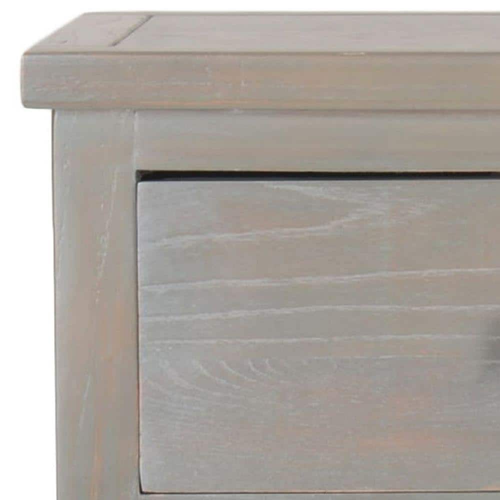 Ash Grey Elm Wood Nightstand with Drawer