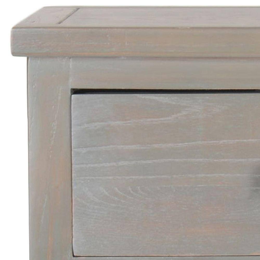 Ash Grey Elm Wood Nightstand with Drawer