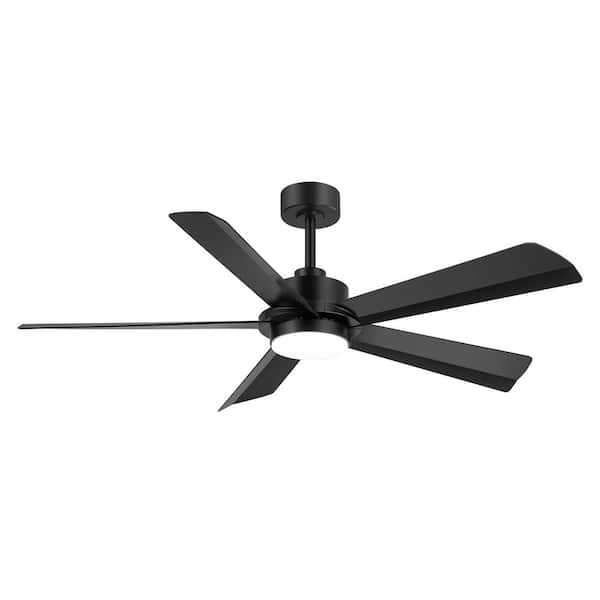 Oswald 56 in. Indoor Black Ceiling Fan with Color-Changing LED Light with Remote Included