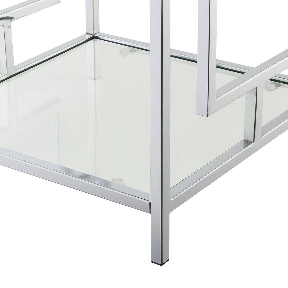 Town Square 16" White Marble and Chrome End Table