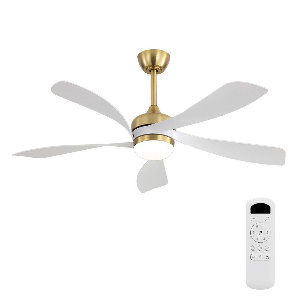 52 in. Smart Indoor Golden+White Low Profile Standard Ceiling Fan with Remote Control and Dimmable LED Light price history on PriceWatchPro