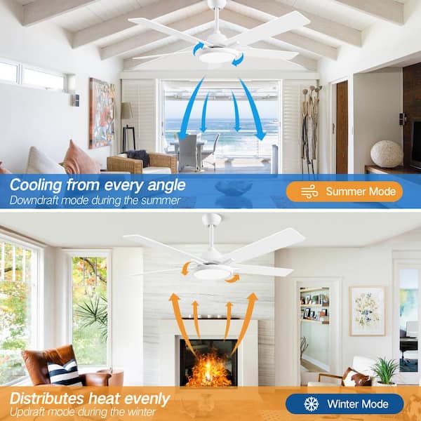Modern 52 in. Indoor/Outdoor White Dimmable Ceiling Fan with 5 Dual Finish Blades and Remote