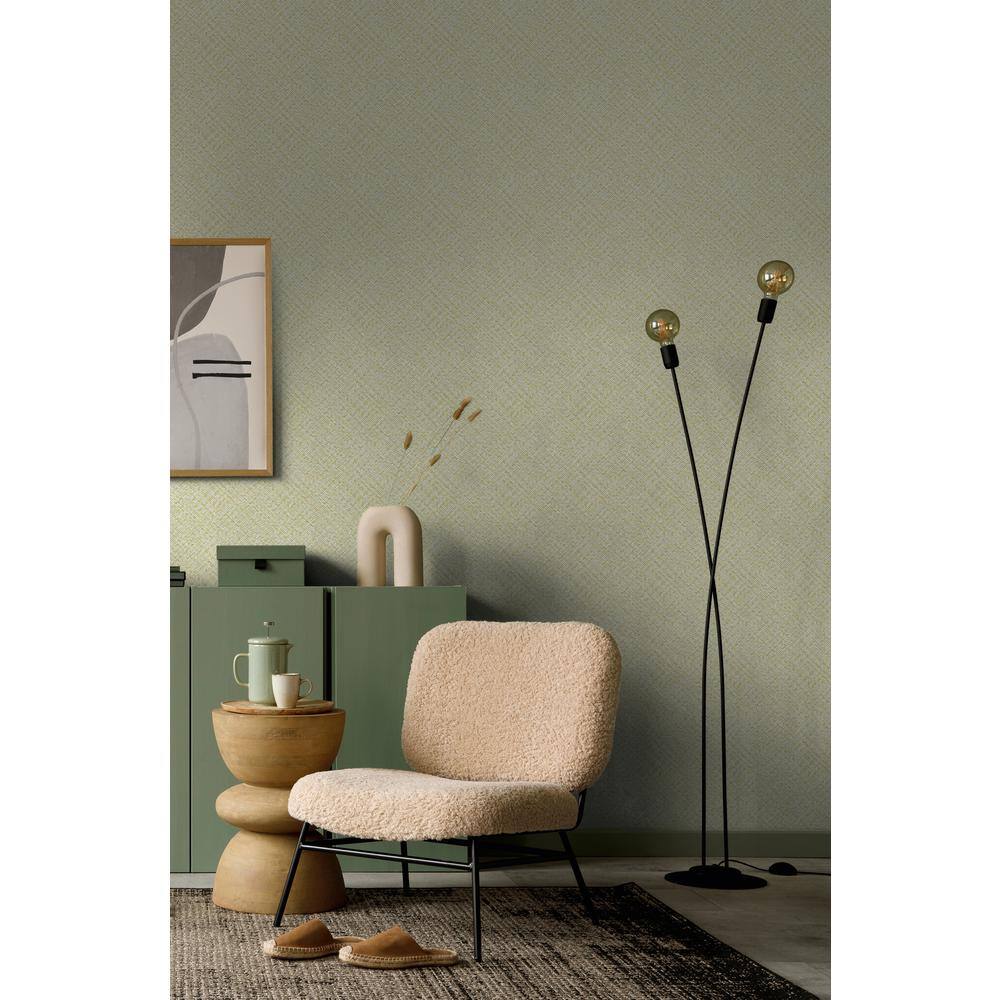 Beige Chevron Weave Non-Pasted Vinyl Wallpaper Roll
