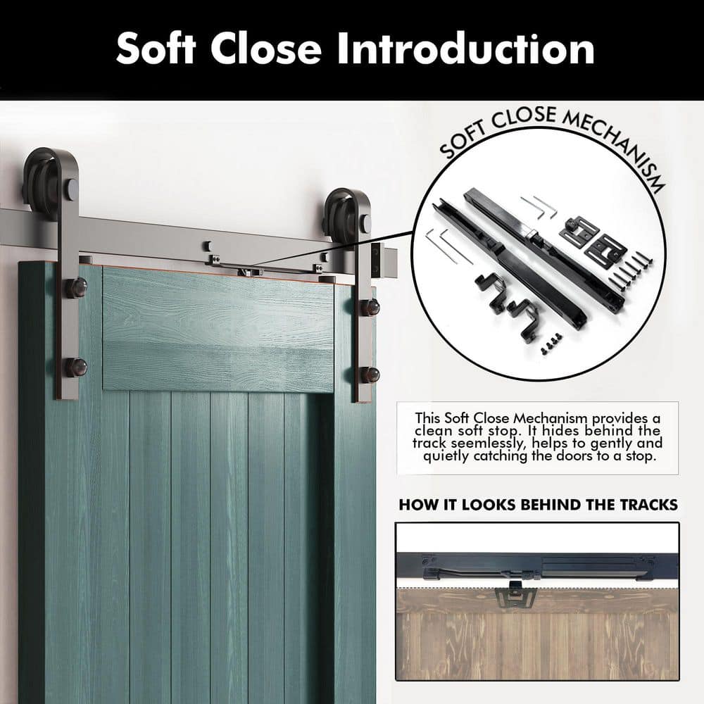 Royal Pine 24" x 84" Paneled Barn Door with Black Hardware