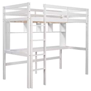 Amelia White Twin Loft Bed with Ladder
