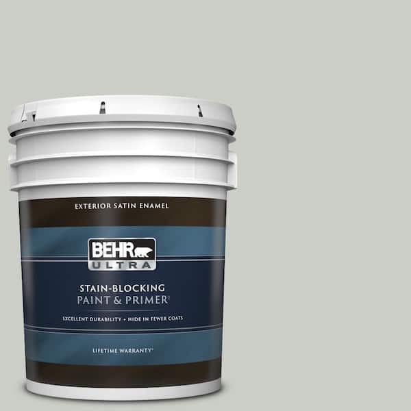 BEHR ULTRA 5 gal. #PWL-89 Silver Setting Satin Enamel Exterior Paint & Primer
