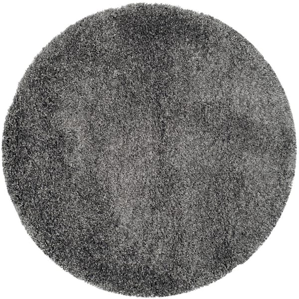 SAFAVIEH California Shag Dark Gray 5 ft. x 5 ft. Round Solid Area Rug