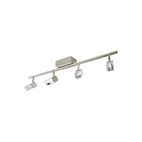 Eglo Cantil 33.19 in. Matte Nickel LED Track Lighting Kit with Clear Acrylic Shades