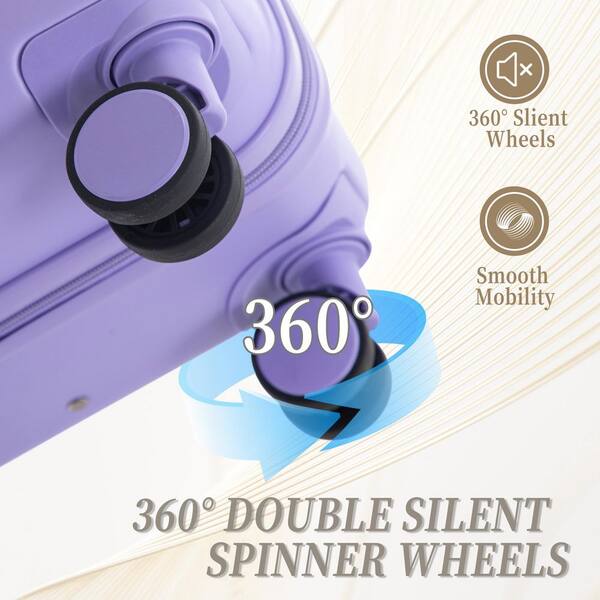 Tatahance 3-Piece Light Purple ABS Hardside Spinner Luggage Set