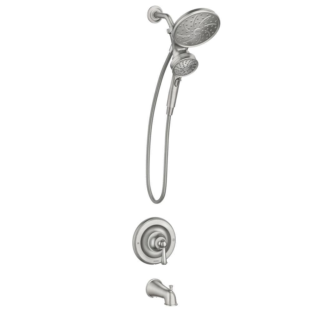 MOEN Brecklyn Single Handle 6-Spray Tub Shower Faucet w/ Magnetix Rainshower in Spot Resist Brushed Nickel (Valve Included) 82611SRN Sansujyuku sansujyuku.com