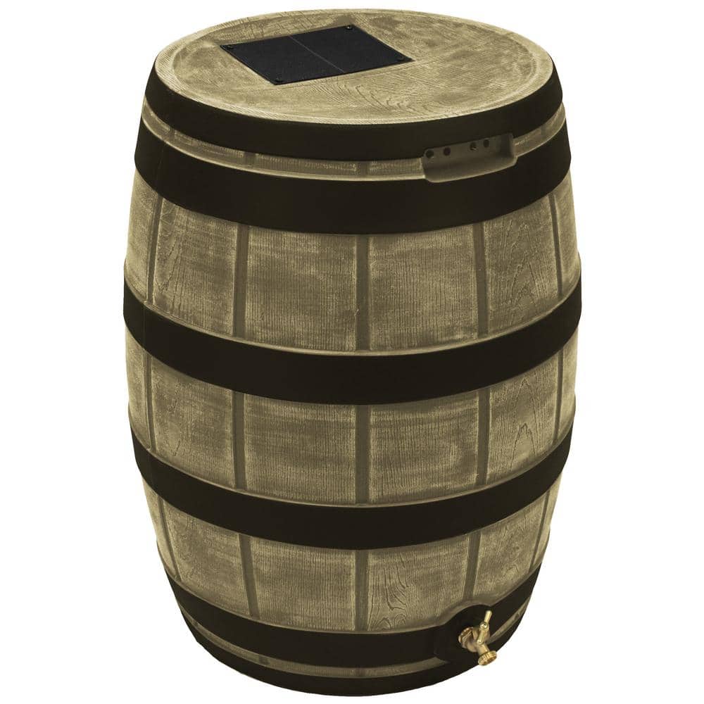 Good Ideas Rain Vault 50 Gal. Darkened Ribs Khaki Rain Barrel RVTDRKHA The Home Depot