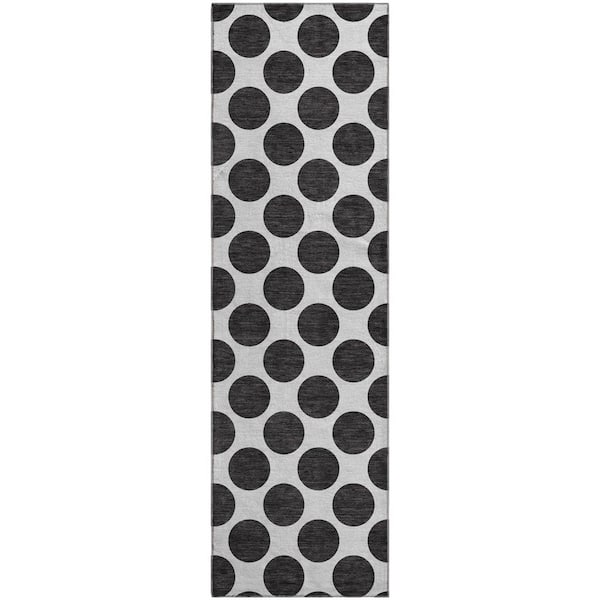 Addison Rugs Mayfield Premium Machine Washable Abstract AMF980 Black 2 ft. 3 in. x 7 ft. 6 in. Runner Rug