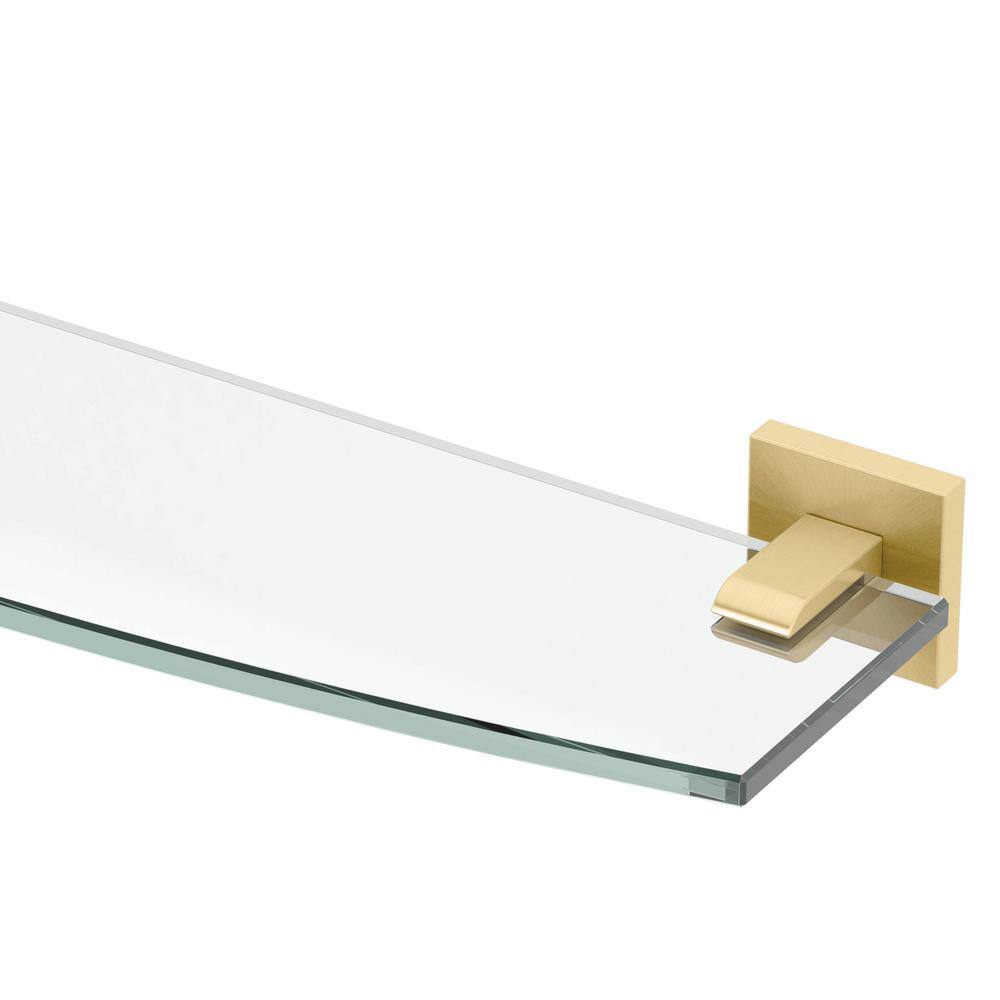 Elevate 20.13" Brushed Brass Wall Mounted Glass Shelf