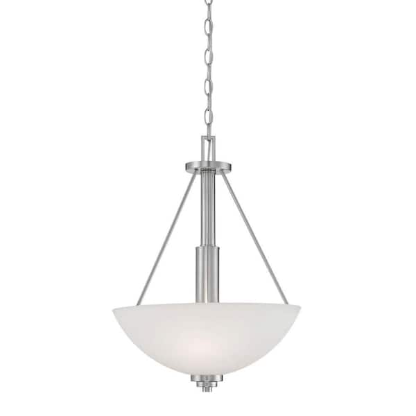 Millennium Lighting 3-Light Satin Nickel Pendant with Etched White Glass