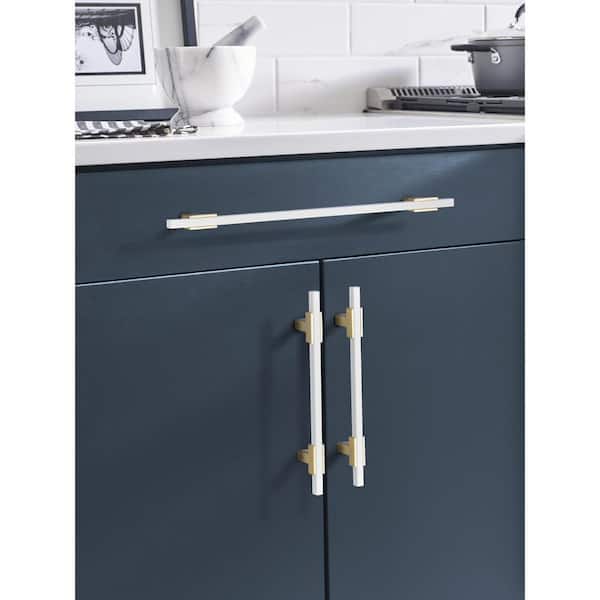 Urbanite 10-1/16 in. (256mm) Modern Brushed Gold/White Bar Cabinet Pull