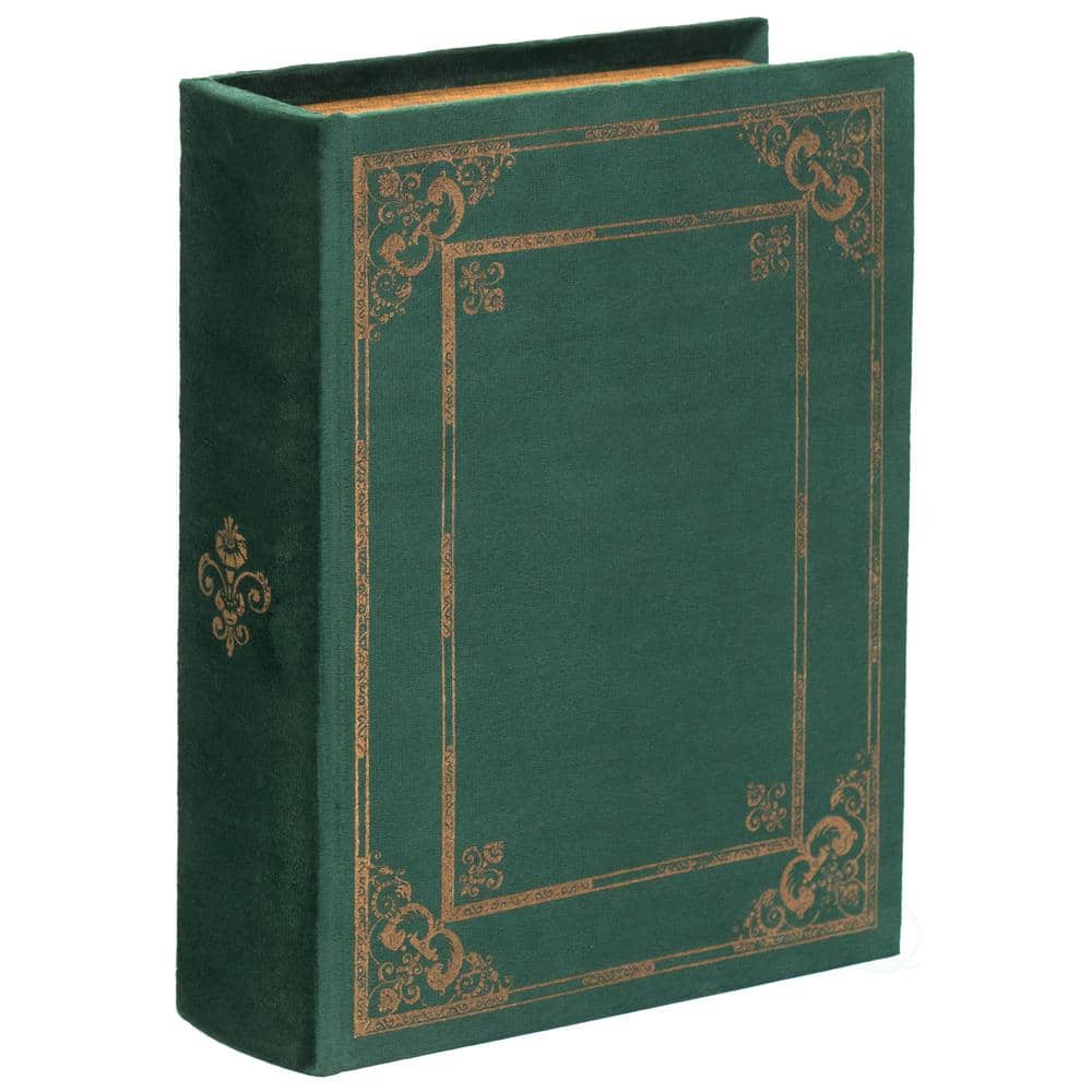 Vintage Green Velvet Book-Inspired Trinket Storage Box