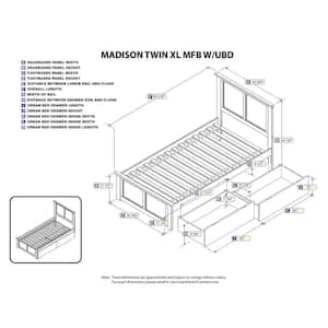 Madison Walnut Twin XL Solid Wood Storage Platform Bed with Matching Foot Board and 2 Bed Drawers