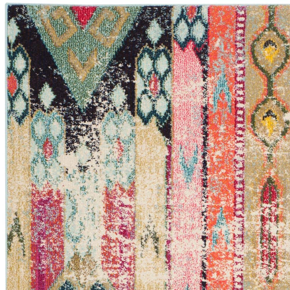 Multicolor Bohemian Synthetic Rectangular Area Rug