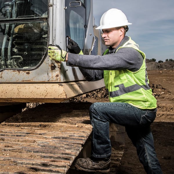 Extreme Work Large Hi-Vis Safety Performance Synthetic Leather Work Glove with Spandex Back and Touch Screen Capability