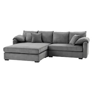 Carlo Modern Grey 104 in. 2-Piece Fabric Upholstered Reversible Sectional Sofa with Storage in Grey