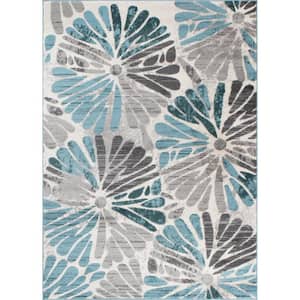 Blue 7 ft. 10 in. x 10 ft. Contemporary Circles Area Rug