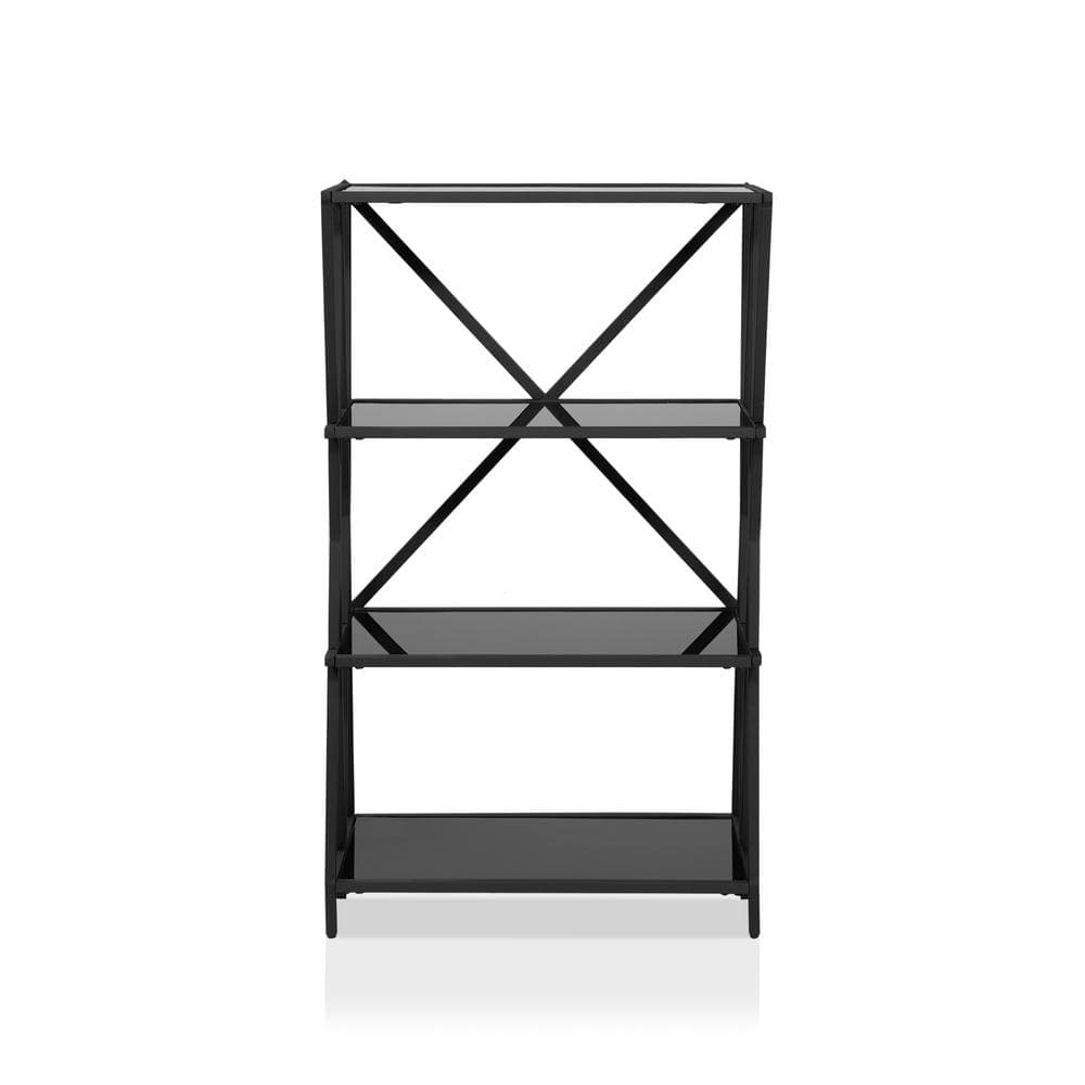 Libi 44 in. H Black 4-Shelf Bookcase With Glass Shelves price history on PriceWatchPro