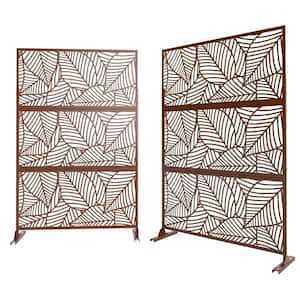 Modern 75 in. W x 48 in. H 3-Panel Rust Color Outdoor/Indoor Privcy Wall Divider