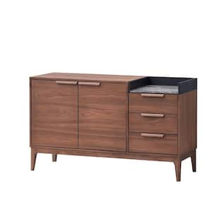 Bevis Green Fabric and Walnut Finish Wood 18 in. Buffet