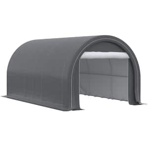 10 ft. x 16 ft. Portable Garage Heavy-Duty Carport Storage Tent with Large Zippered Door for Car, Truck, Garden, Gray